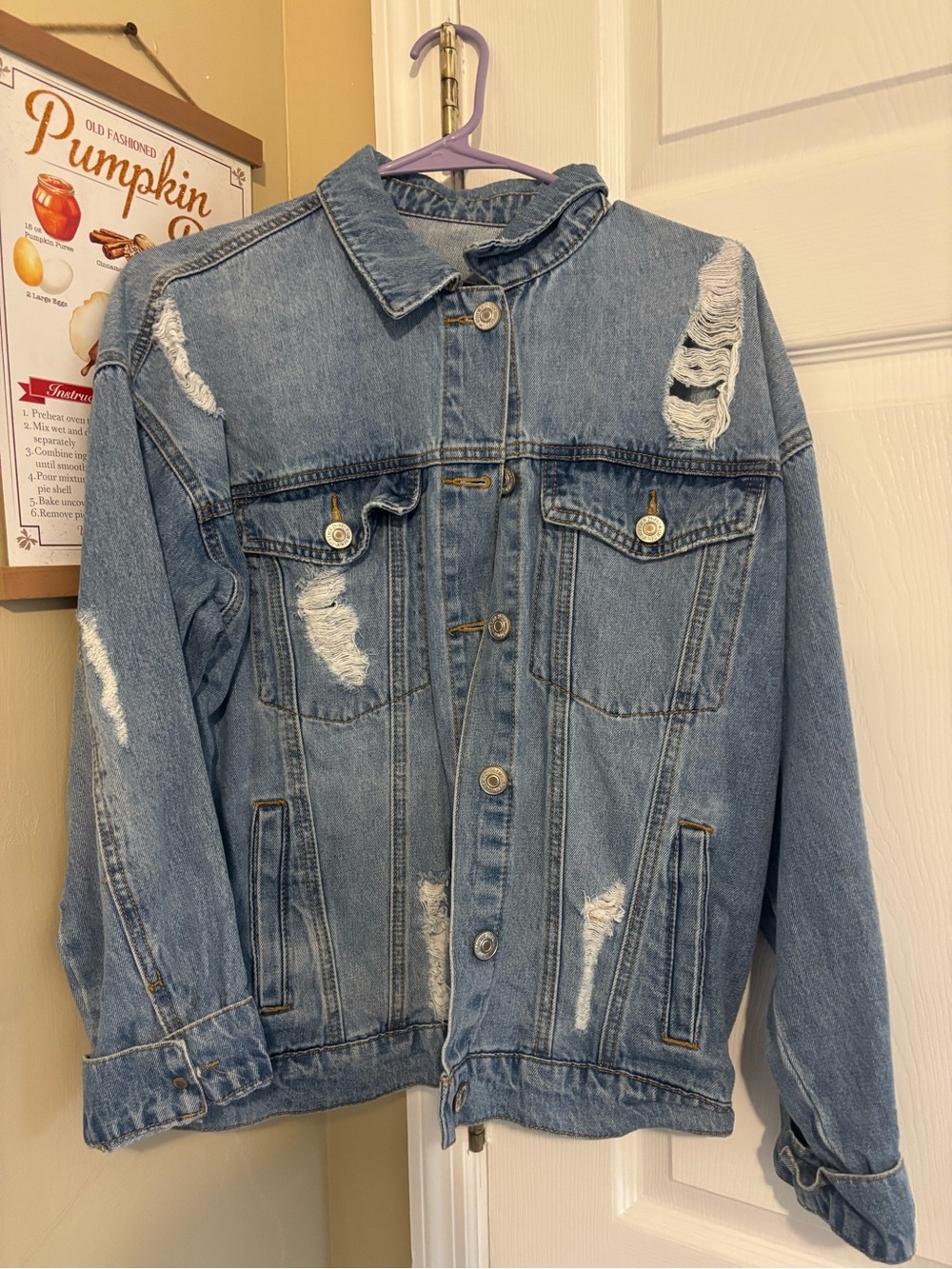 Forever 21 Light Blue Distressed Denim Jacket